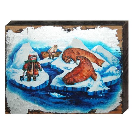 DESIGNOCRACY Alaska Walrus Art on Board Wall Decor 9876808